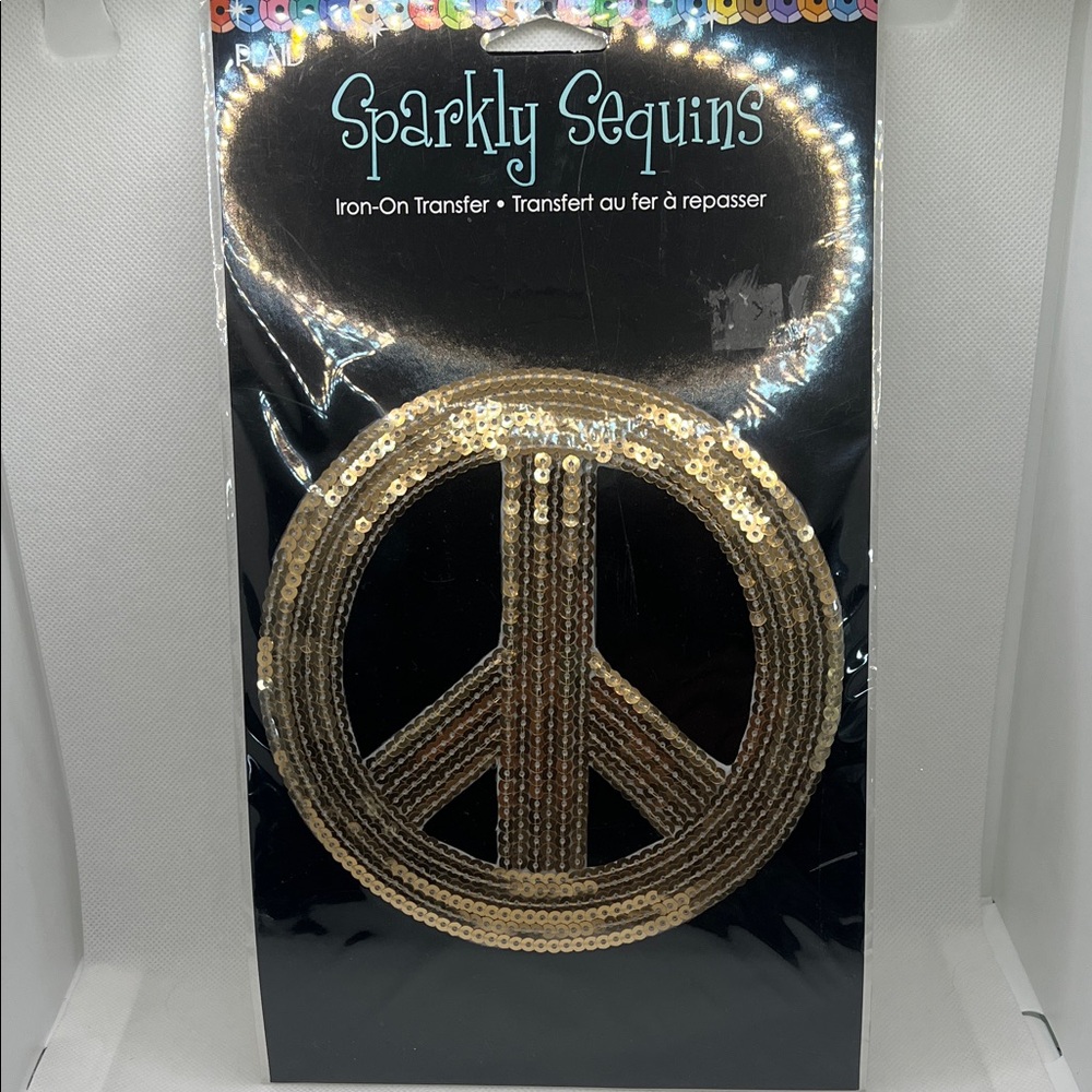 Gold Sequin Peace Sign Iron-On Transfer - Picture 2 of 4